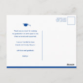 Carte Postale Bleu Élégant 4 Remerciement de Diplôme Universitai (Dos)