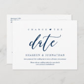 Carte Postale Bleu esthétique, Modifier la date, Parti reporté (Devant / Derrière)