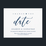 Carte Postale Bleu esthétique, Modifier la date, Parti reporté<br><div class="desc">C'est le thème de la conception esthétique moderne,  en police bleu marine,  invitation de mariage Rescheduled (reporté / report) carte postale (Modifier la date). C'est la façon parfaite et élégante de faire de l'invitation reprogrammer faire-part à vos amis et votre famille.</div>