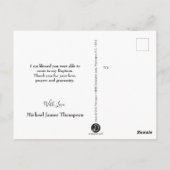 Carte Postale Bleu et blanc Bébé garçon Baptême Merci (Dos)