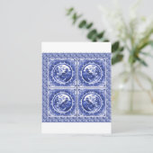 Carte Postale Bleu et blanc, motif saule (Debout devant)