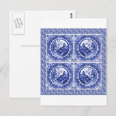 Carte Postale Bleu et blanc, motif saule (Devant / Derrière)