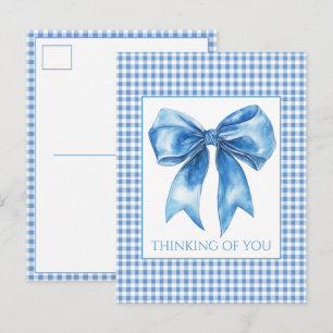 Carte Postale Bleu et blanc prépa à carreaux et nœud