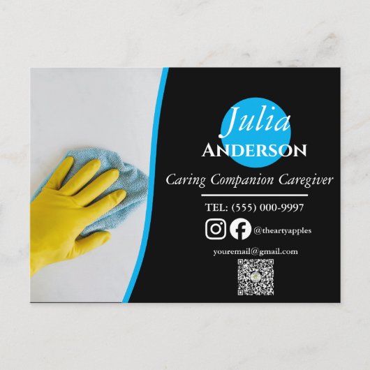 Carte postale bleu et jaune simple et élégant (Devant)
