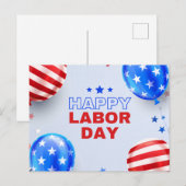 Carte Postale Bleu et rouge illustre la Joyeuse Fête du Travail (Devant / Derrière)