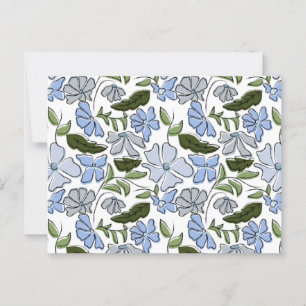 Carte Postale Bleu et vert main tiré bloc floral Imprimer