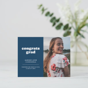 Carte Postale Bleu Félicitations Grad Photo Graduation Invitatio