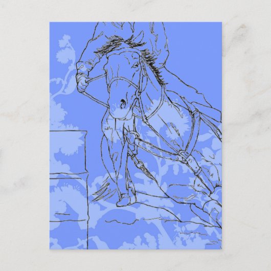 Carte Postale Bleu-Fleur Barrel Racer (Devant)