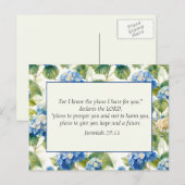Carte Postale Bleu Floral Bible chrétienne Plans de Dieu (Devant / Derrière)