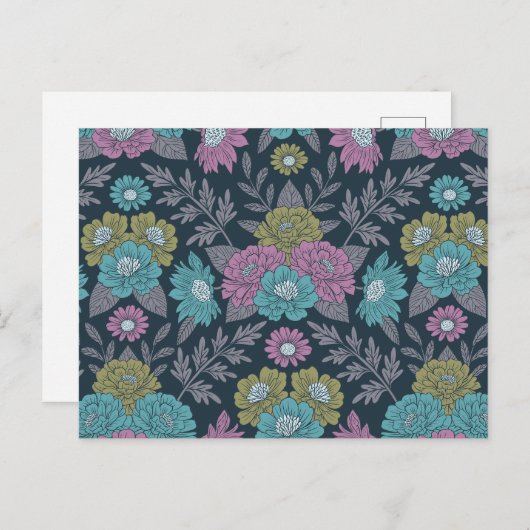 Carte Postale Bleu foncé, vert et violet (Devant / Derrière)