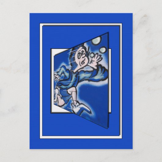 Carte Postale bleu garçon runnin' (cadre vert) (Devant)
