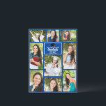Carte Postale Bleu Graduate Photo Collage Moderne Graduation<br><div class="desc">Cette carte postale de collage de photo moderne en bleu royal présente vos photos préférées de 9 étudiants. Cette belle carte postale de faire-part de remise de diplômes présente une typographie blanche de classe de votre lycée ou de votre nom de collège pour la classe de 2025. Customisez ces cartes...</div>