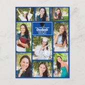 Carte Postale Bleu Graduate Photo Collage Moderne Graduation (Devant)