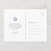 Carte Postale Bleu Graduation Photo Chic Script Coeurs Merci (Dos)