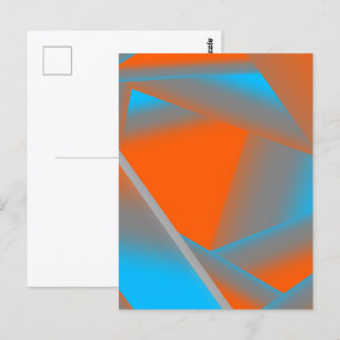 Carte Postale Bleu Gris Orange Ombré Art Abstrait Géométrique