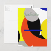 Carte Postale Bleu jaune Art Abstrait (Devant / Derrière)