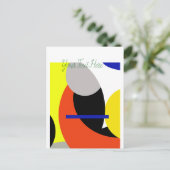 Carte Postale Bleu jaune Art Abstrait (Debout devant)