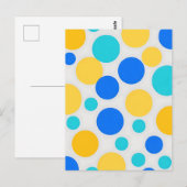 Carte Postale Bleu Jaune Turquoise Points (Devant / Derrière)