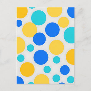 Carte Postale Bleu Jaune Turquoise Points
