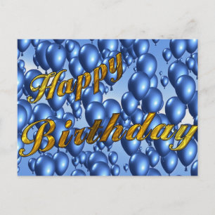 Carte Postale Bleu Joyeux Anniversaire