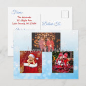 Carte Postale Bleu Joyeux Noël Photo personnalisée (Devant / Derrière)