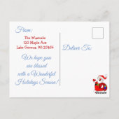 Carte Postale Bleu Joyeux Noël Photo personnalisée (Dos)