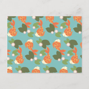 Carte Postale Bleu Koi Pond