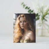 Carte Postale Bleu magnifique dans une robe d'or (Debout devant)