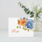 Carte postale bleu marine et orange brûlé (Debout devant)