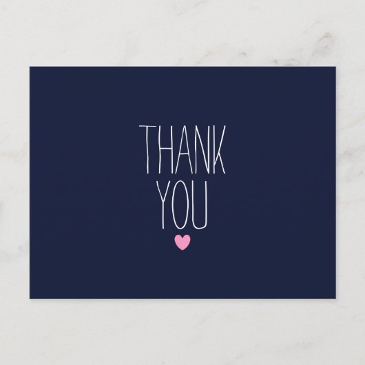 Carte postale bleu marine moderne merci (Devant)