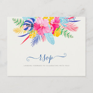 Carte Postale Bleu marine Rose sauvage Forêt tropicale Épinard M
