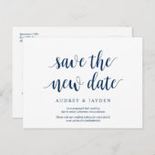 Carte Postale Bleu marine rustique, Sauvegarder la nouvelle date (Devant / Derrière)