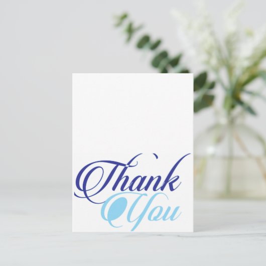 Carte Postale Bleu merci typographie de script (Debout devant)