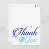 Carte Postale Bleu merci typographie de script (Devant / Derrière)