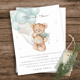 Carte Postale Bleu mignon ours Baby shower de ballon d'attente p