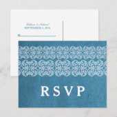 Carte postale bleu moderne Bohême RSVP (Devant / Derrière)
