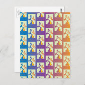 Carte Postale Bleu moderne, violet, orange Tulip Couple Floral (Devant / Derrière)