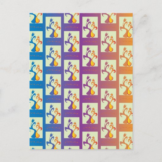 Carte Postale Bleu moderne, violet, orange Tulip Couple Floral (Devant)