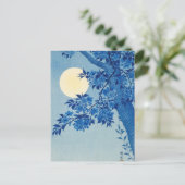 Carte Postale Bleu Moonlit Arbre : Japonais Cerisier Fleur Nuit (Debout devant)