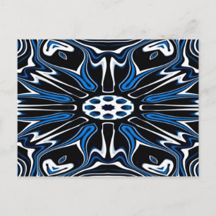 Carte Postale Bleu, noir et blanc Estonie Flower Art