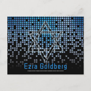 Carte Postale Bleu Noir Jeu Vidéo Joueur Bar Mitzvah Merci