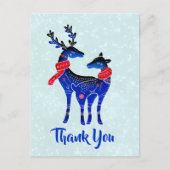 Carte Postale Bleu Nordic Reindeer Pair Merci (Devant)