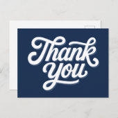 Carte Postale Bleu Nuit Calligraphie Gras Merci (Devant / Derrière)