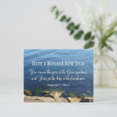 Carte Postale Bleu Océan Bienheureux Nouvel An Bible chrétienne  (Debout devant)