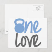 Carte Postale Bleu "One Love" (Devant / Derrière)