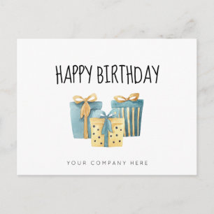 Carte Postale Bleu Or Employé Entreprise Anniversaire