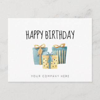 Carte Postale Bleu Or Employé Entreprise Anniversaire