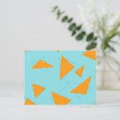Carte Postale Bleu, orange, cool, tendance, moderne triangle mot (Debout devant)