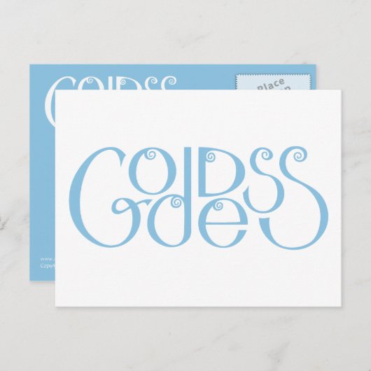 Carte postale bleu pâle déesse (Devant / Derrière)