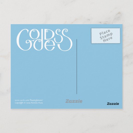 Carte postale bleu pâle déesse (Dos)